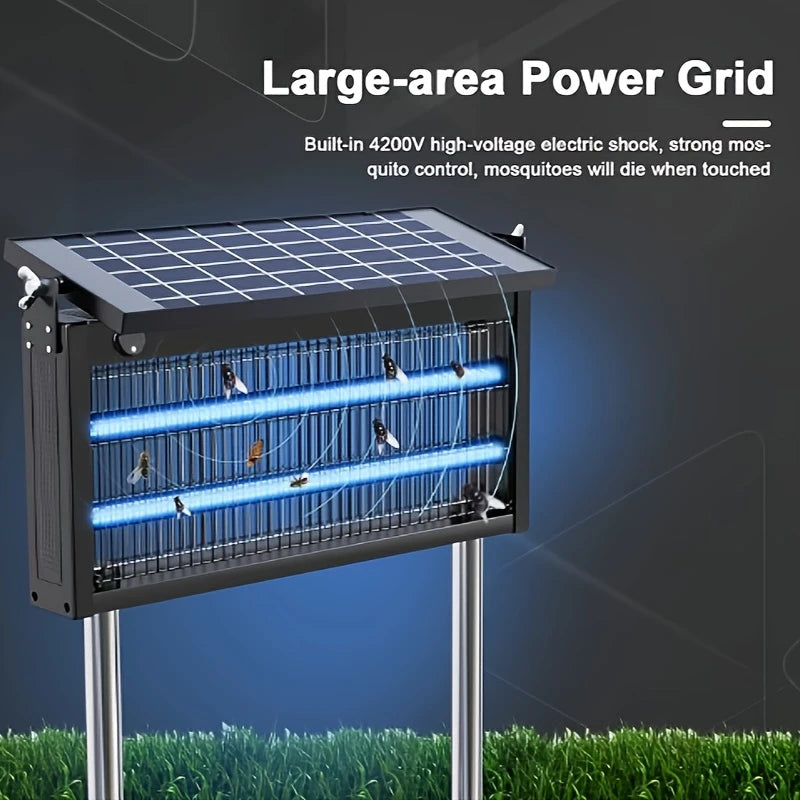 Solar-Powered Mosquito Lamp for Outdoor Patios And Gardens, Insect Control, Charges with Solar Panels, Lithium Battery, Easy to Install, Measures 30.48X20.32 cm.