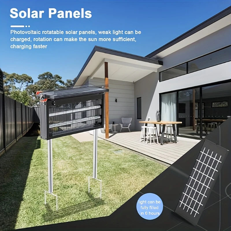 Solar-Powered Mosquito Lamp for Outdoor Patios And Gardens, Insect Control, Charges with Solar Panels, Lithium Battery, Easy to Install, Measures 30.48X20.32 cm.